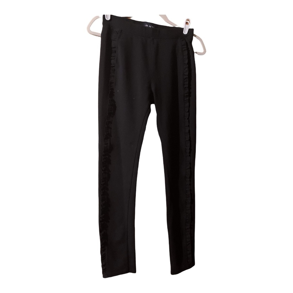 Girls Ruffle Ponte Knit Pull On Jeggings - Black Size 16